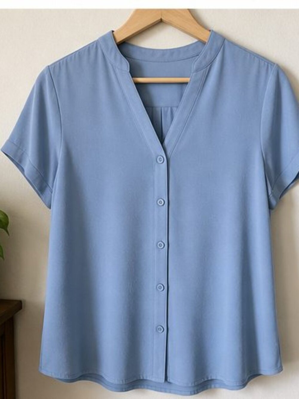 Blue Pleated Blouse